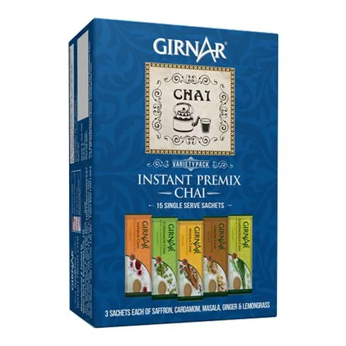 Girnar Instant Tea Bag Premix Variety Pack, 15 pcs