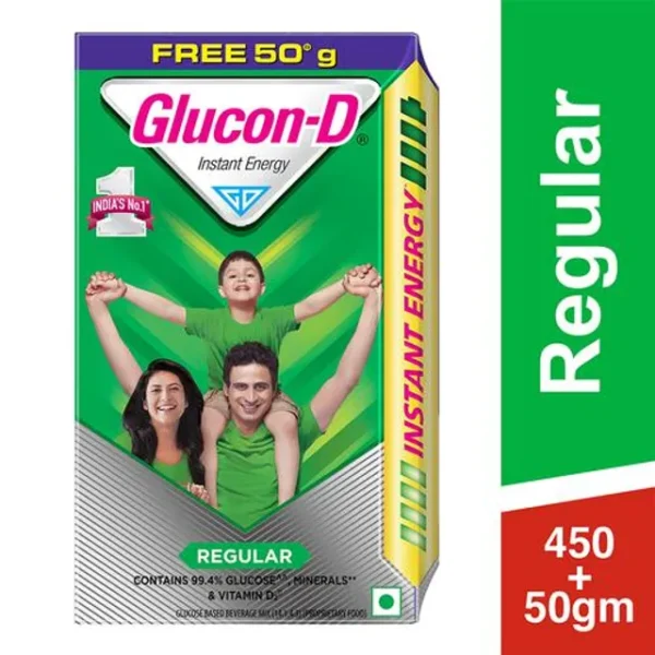 Glucon-D Instant Energy Health Drink - Regular, 450 g (Get 50 g Free), Refill