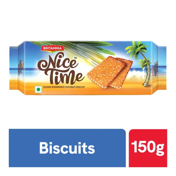 Britannia Nice Time Coconut Biscuit - Ready To Eat, Crunchy & Sweet, 143 g
