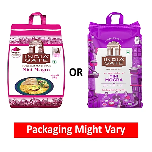 India Gate Basmati Rice - Mini Mogra, 5 kg Bag, front