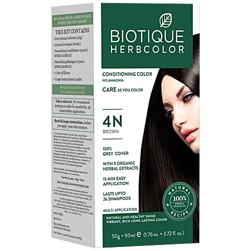 BIOTIQUE Herbcolor Conditioning Hair Color - No Ammonia, 4N Brown