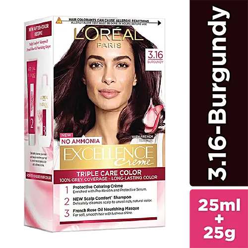 L'Oreal Paris Excellence Creme Hair Colour, 50 g 3.16 Burgundy